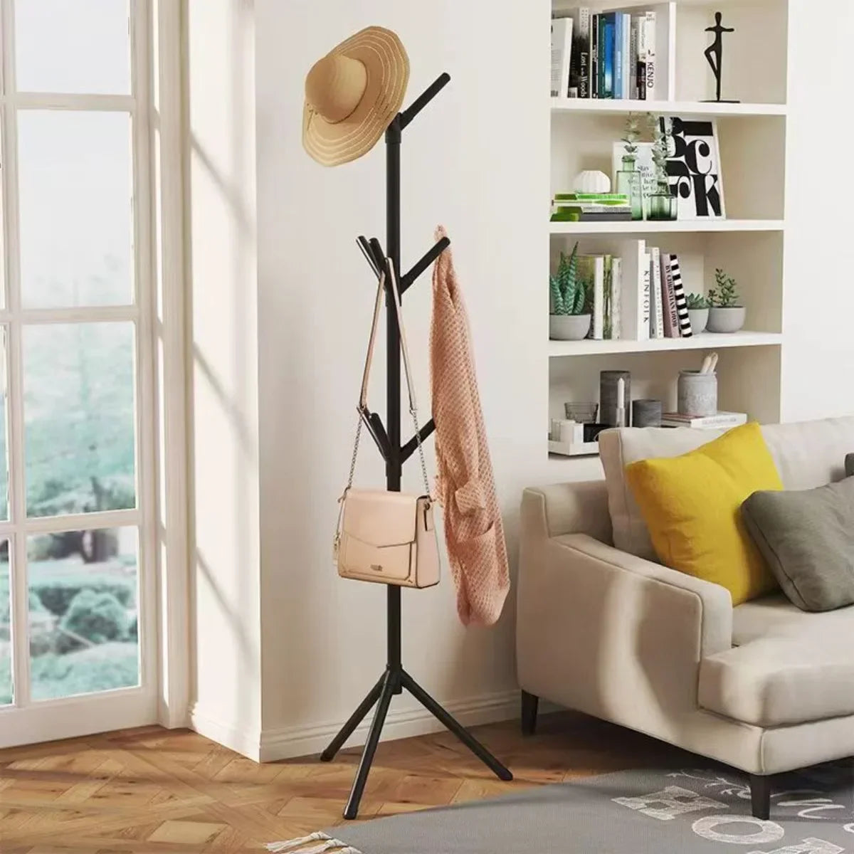 Vertical Tree Branch Coat Rack with 3 Hooks
