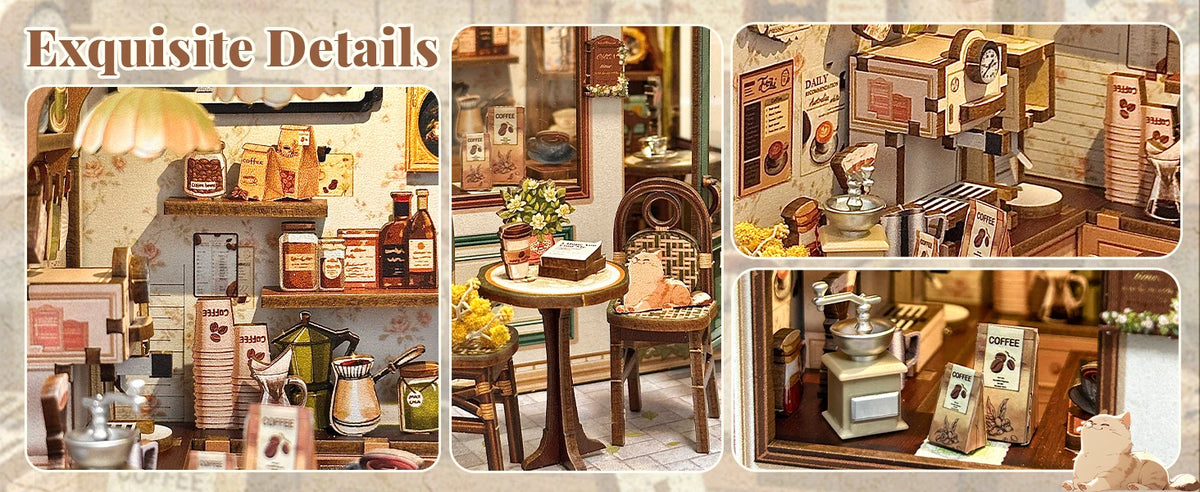 Book Nook DIY Wooden Miniature Kit with LED Lighting