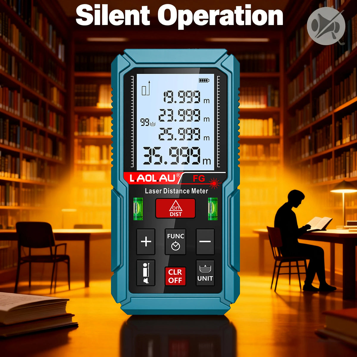Laser Distance Meter with Backlit Display and 150m Range