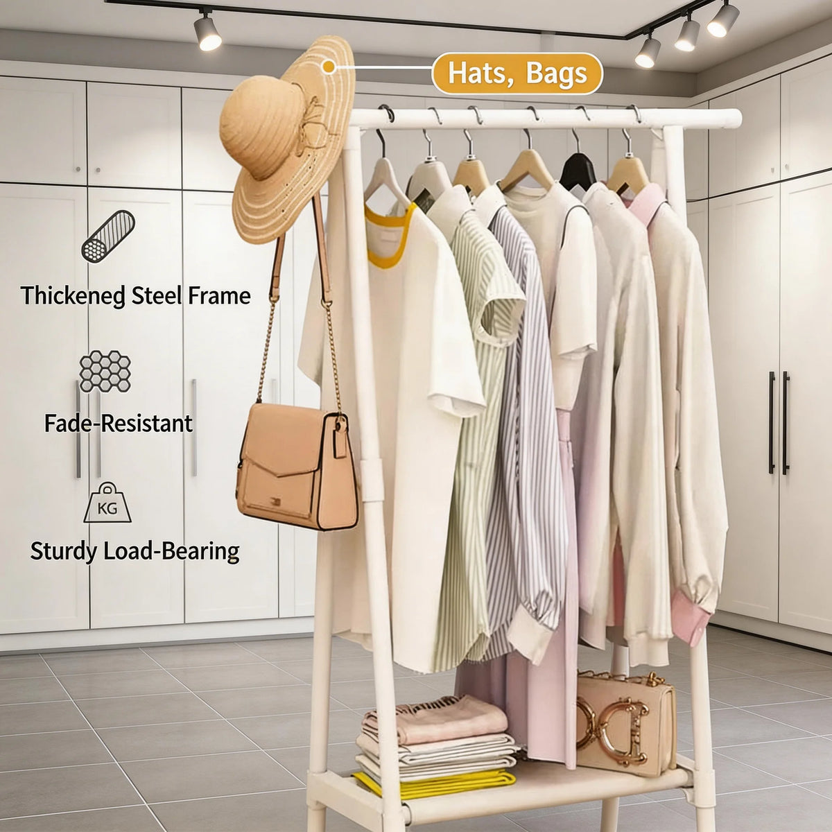Space-Saving Multi-Use Coat Rack with Storage Shelf
