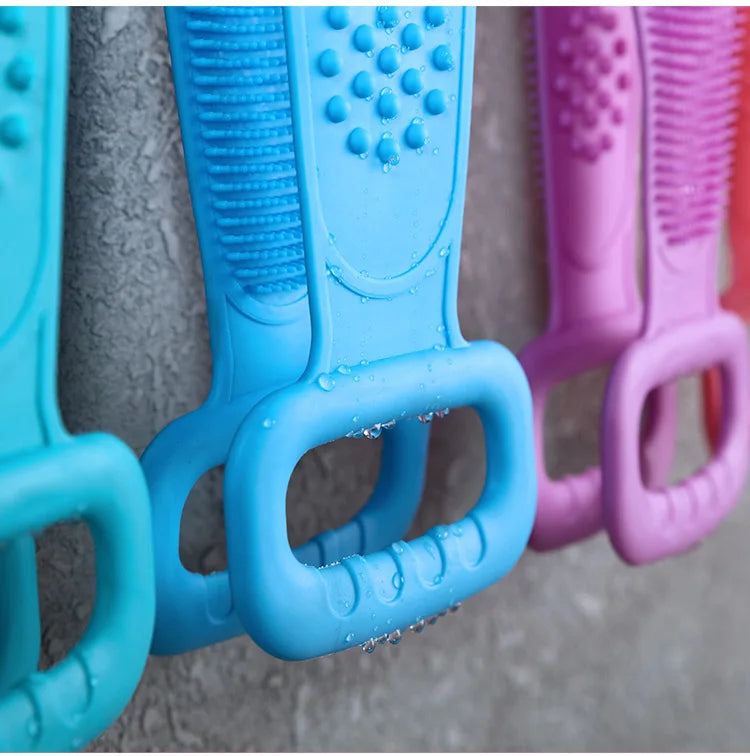 Silicone Body Scrubber with Long Handle and Strap