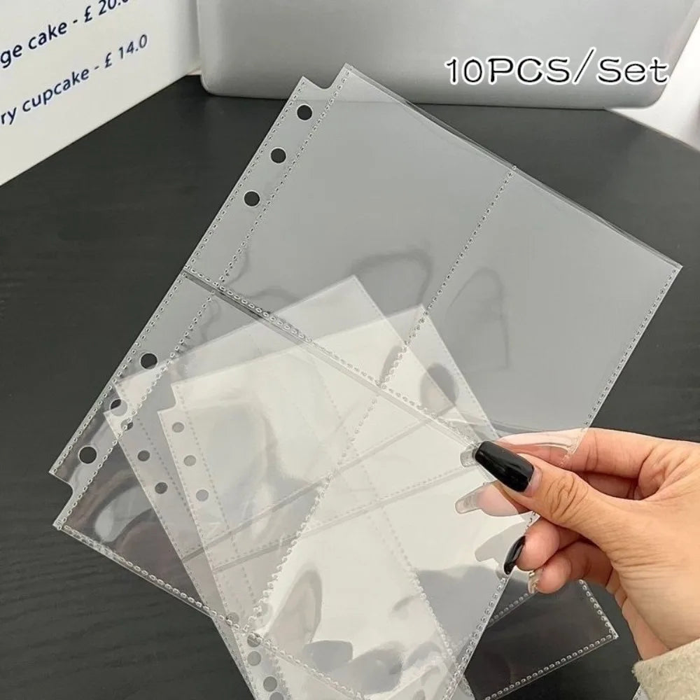 A set of 10 clear plastic butterfly design loose-leaf photo album pages for K-Pop cards and memories