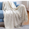 Oversized Chunky Knit Throw Blanket with Tassels