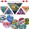 A collection of colorful, intricate diamond art coasters featuring various floral and abstract designs.