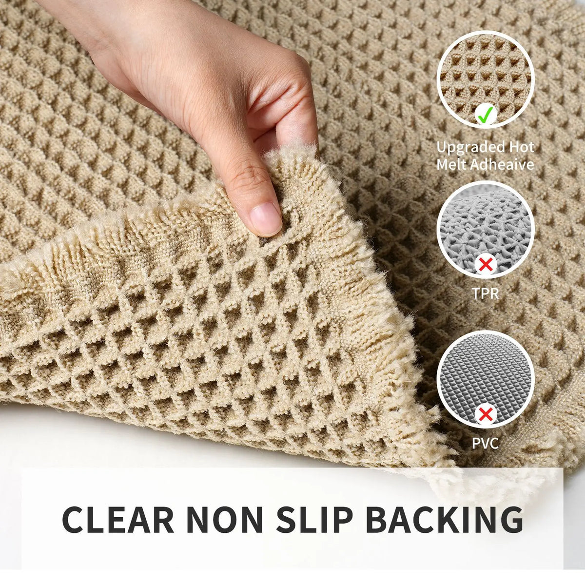 Waffle Weave Bath Mat with Non-Slip Backing