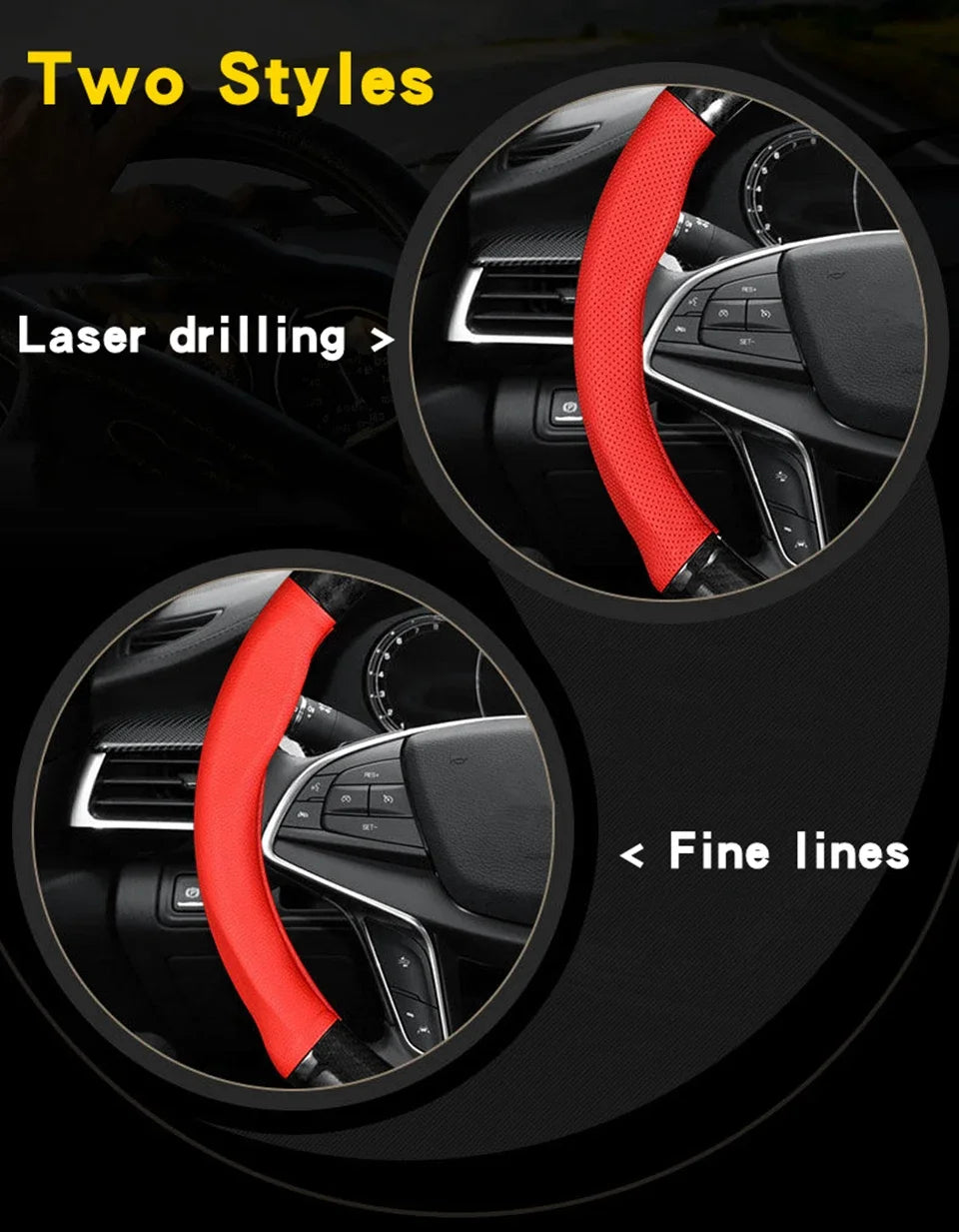Carbon Fiber Leather Steering Wheel Cover with Anti-Slip Grip