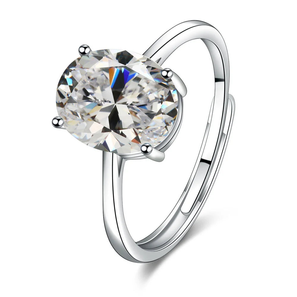 925 Sterling Silver Adjustable Ring with Zirconia Stone