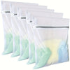 A pack of four fine mesh laundry bags for delicates, featuring a white mesh with a light green and yellow color gradient.