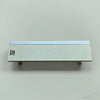A silver portable fingerboard ramp set featuring a quarter pipe and rail.