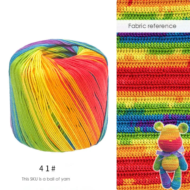 Pearl Rainbow Gradient Cotton Yarn - Soft Hand Knitting Thread
