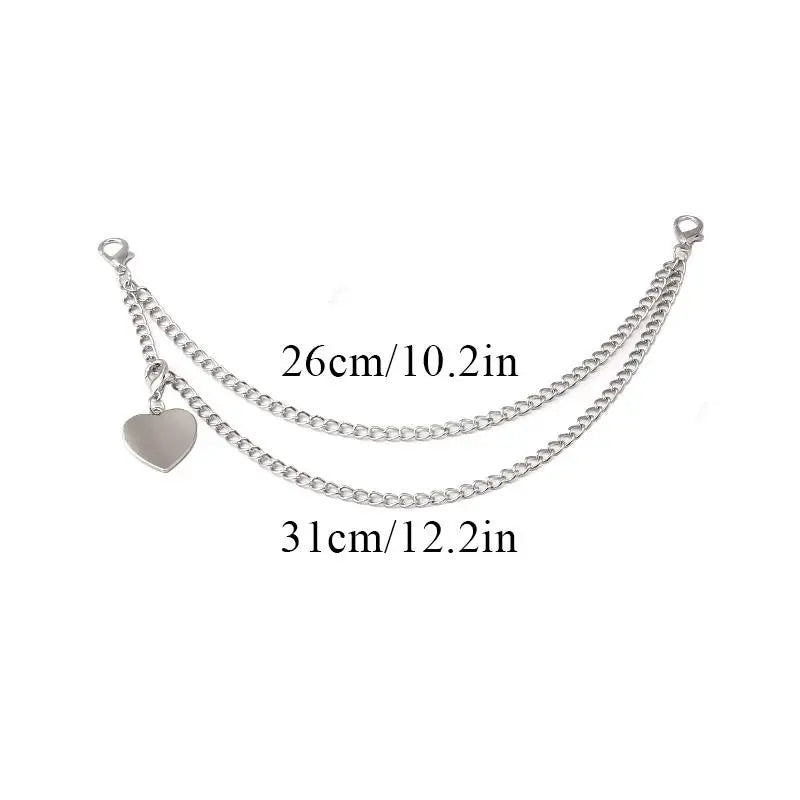 Silver bag chain accessory featuring a starfish charm and pearl beads, with lengths of 26cm and 31cm.