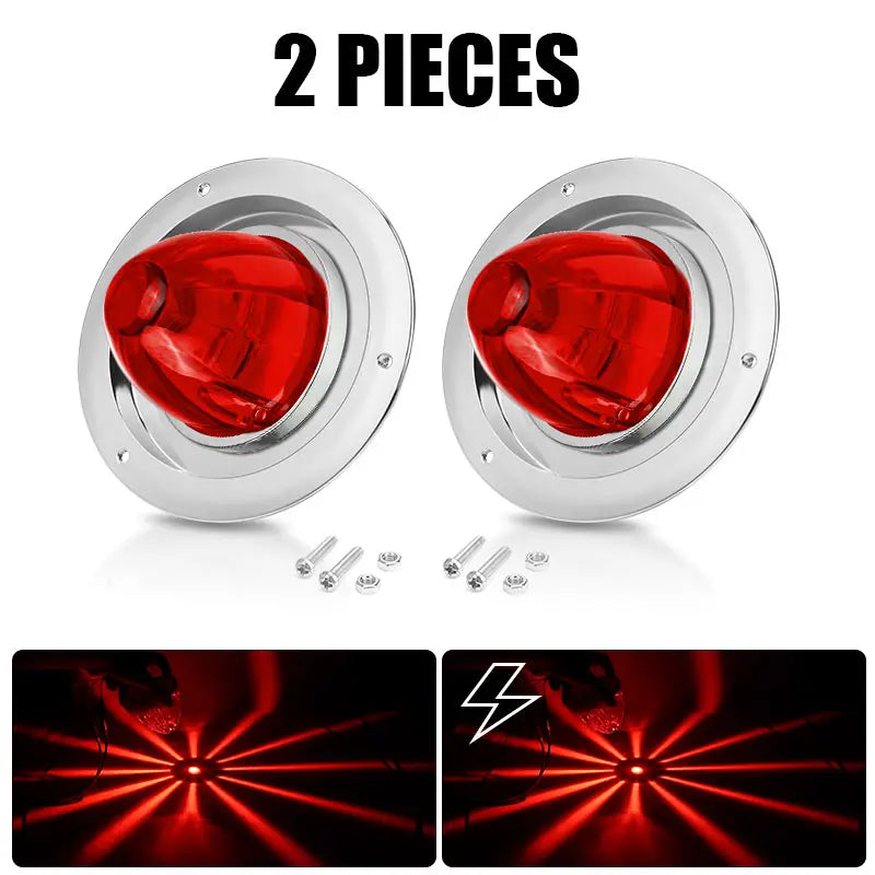 Two pieces of red watermelon LED marker and turn signal lights for vehicles