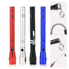 A set of magnetic LED pick-up flashlights in red, silver, and blue with flexible heads.