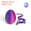 A purple dragon figurine with a glowing egg and an articulated snake tail.