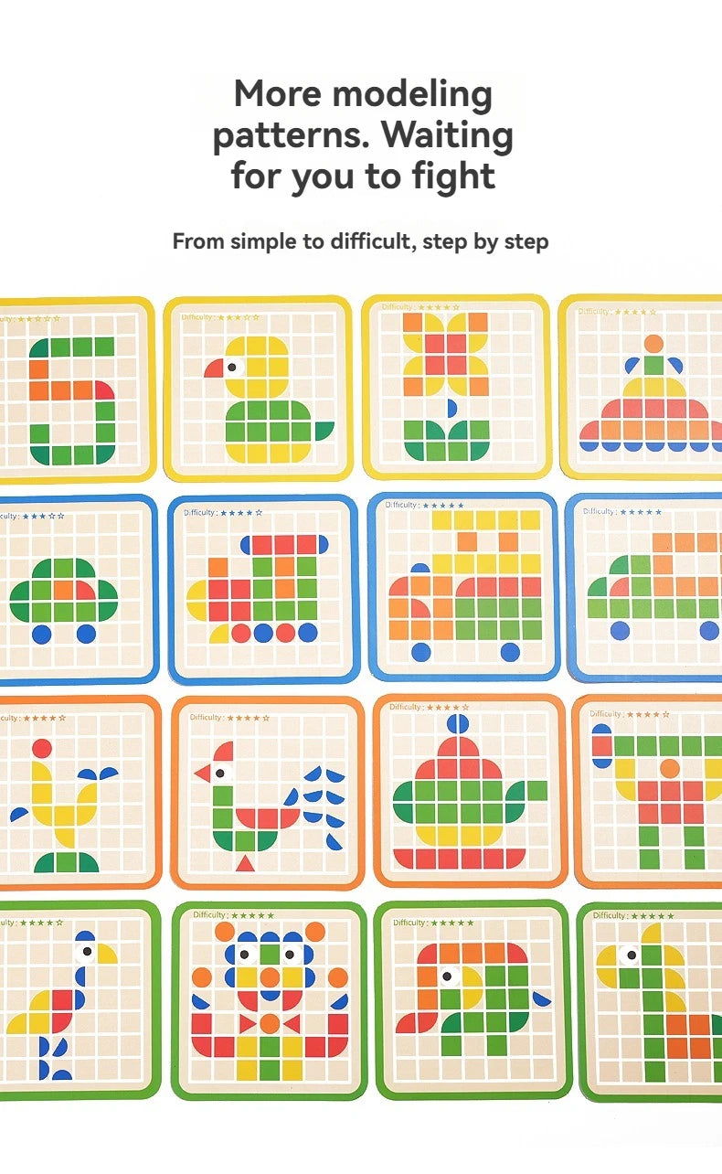 Wooden Shape & Color Mosaic Puzzle Set for Kids
