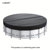 A round above-ground swimming pool cover with a black top and white sides.