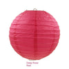 A round pink paper lantern with vertical folds, colored Deep Rose Red.
