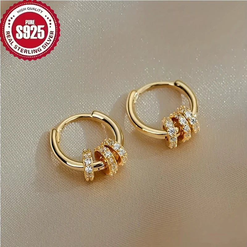 Dainty Gold-Plated Huggie Hoop Earrings with CZ Accents