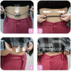 Four panels showing how to use adjustable tuck bands for sweaters and shirts on the torso.