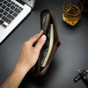 Men's Retro PU Leather Bifold Wallet with Zipper and Coin Pocket
