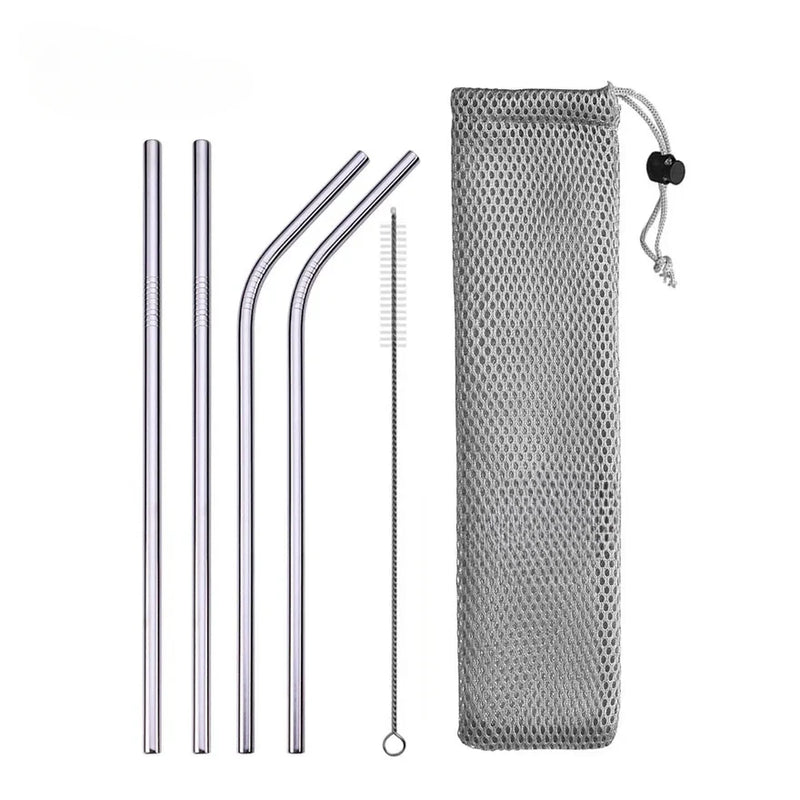 Reusable Stainless Steel Drinking Straws with Cleaning Brush