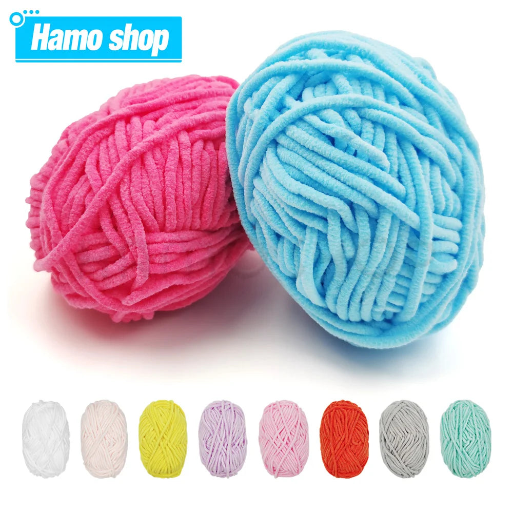 Soft Velvet Chenille Yarn for Knitting and Crochet – 2 Rolls