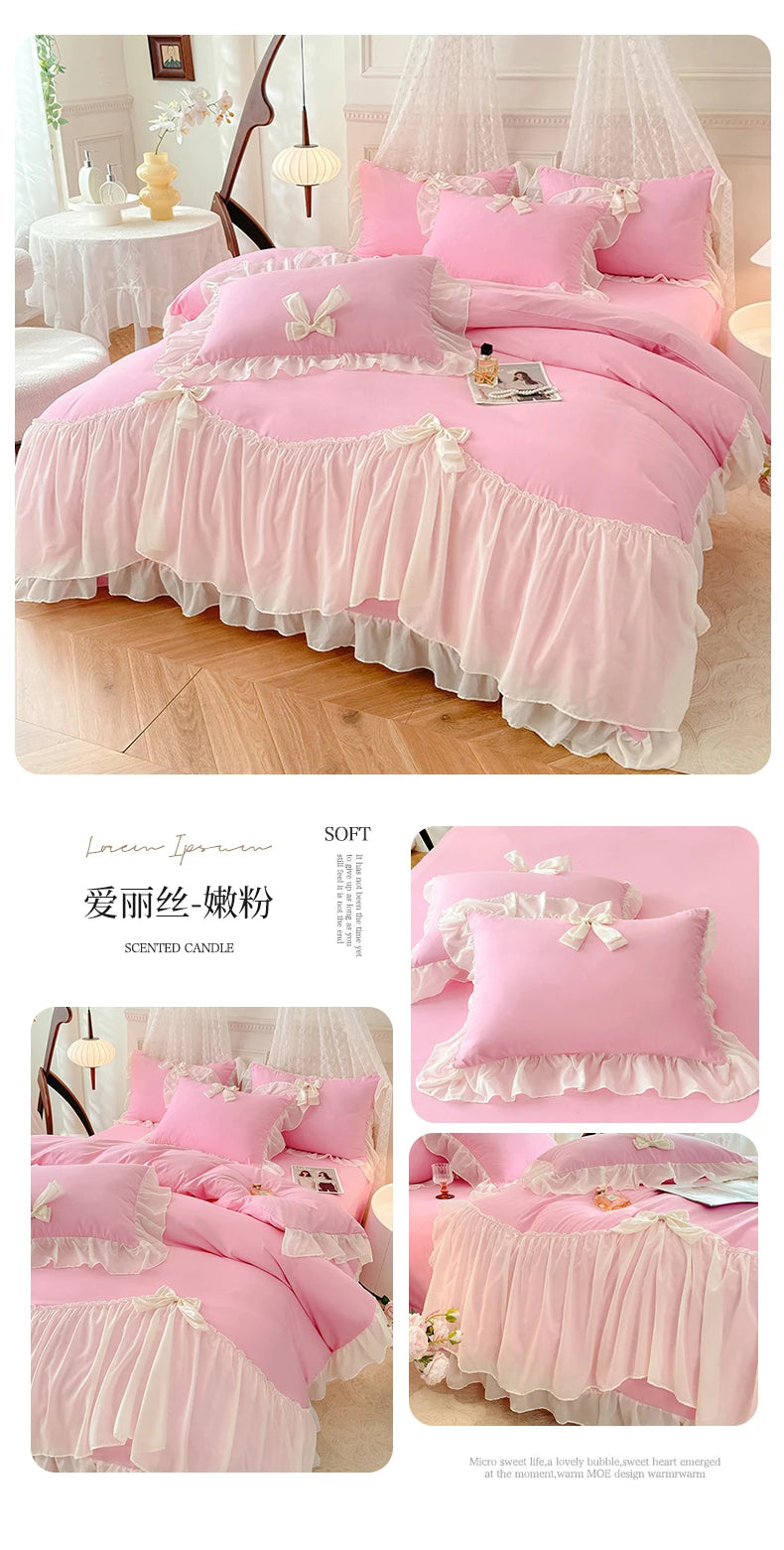 Princess Chiffon Duvet Cover with Romantic Ruffles