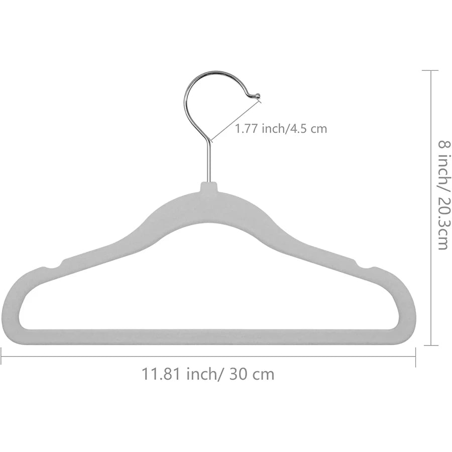 Kids' Velvet Non-Slip Slim Hangers with 360° Swivel Hooks (10-Pack)