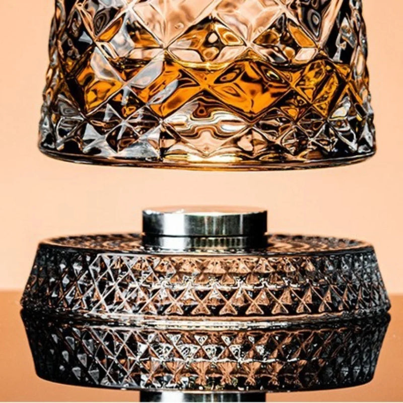 Rotating Crystal Whiskey Tumbler with Base