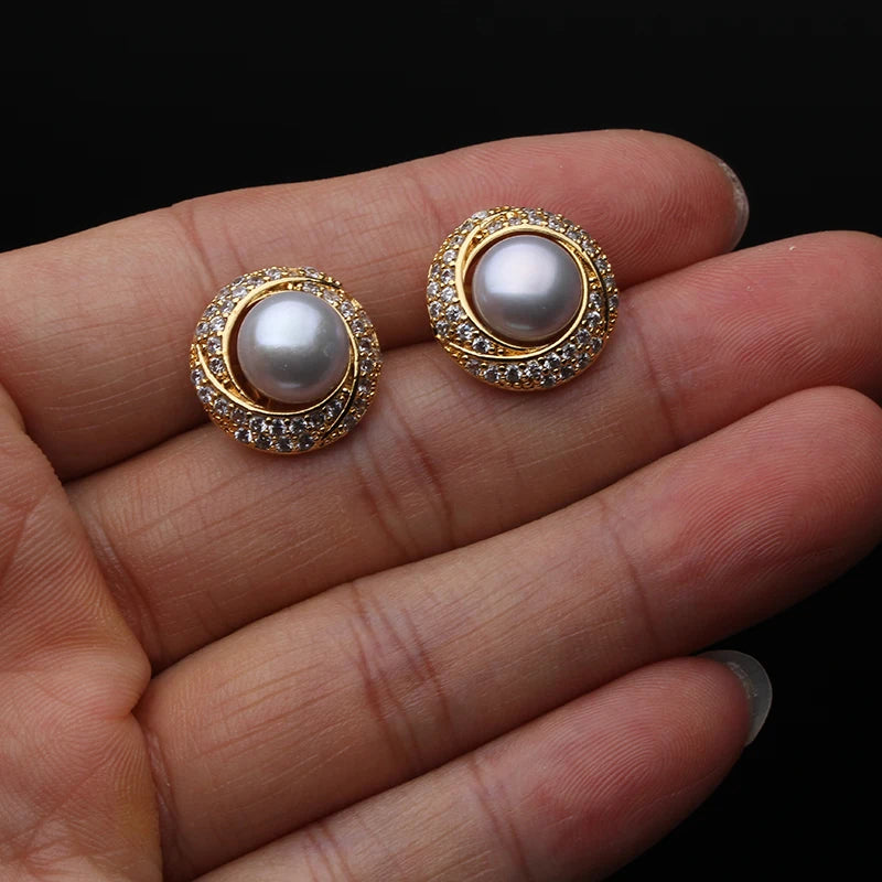 Pendientes de Perla Natural de Agua Dulce