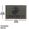 A dark olive embroidered tactical patch featuring a silhouette of a bird or creature and the text SEMPER FI.