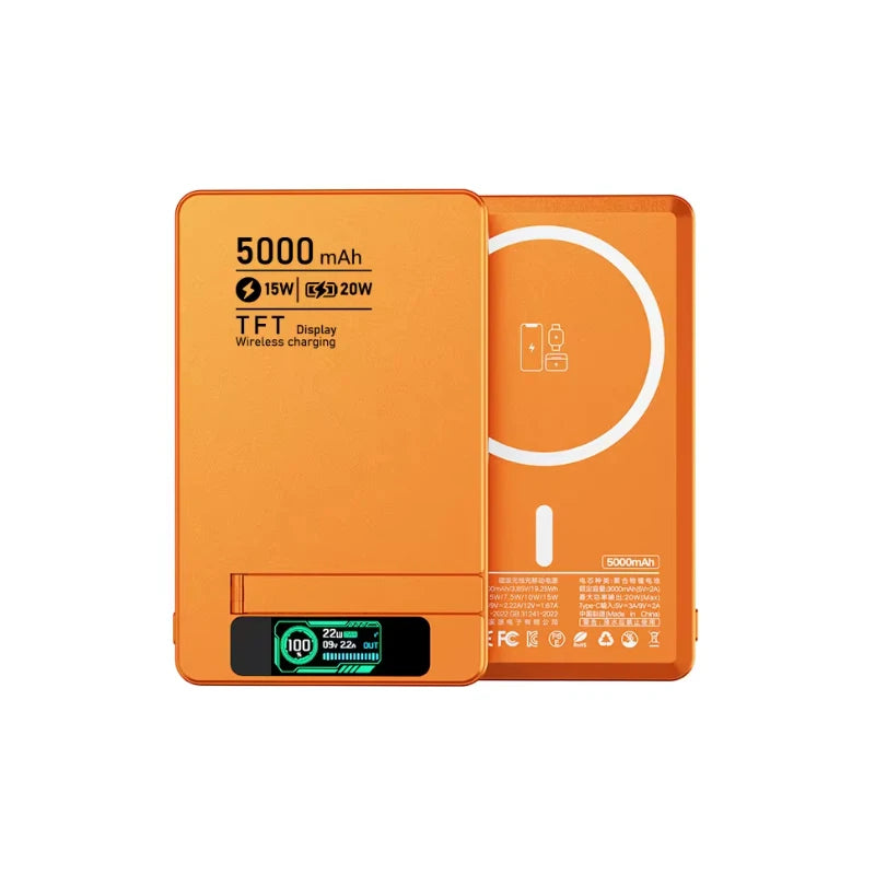 Batería externa inalámbrica magnética con pantalla digital