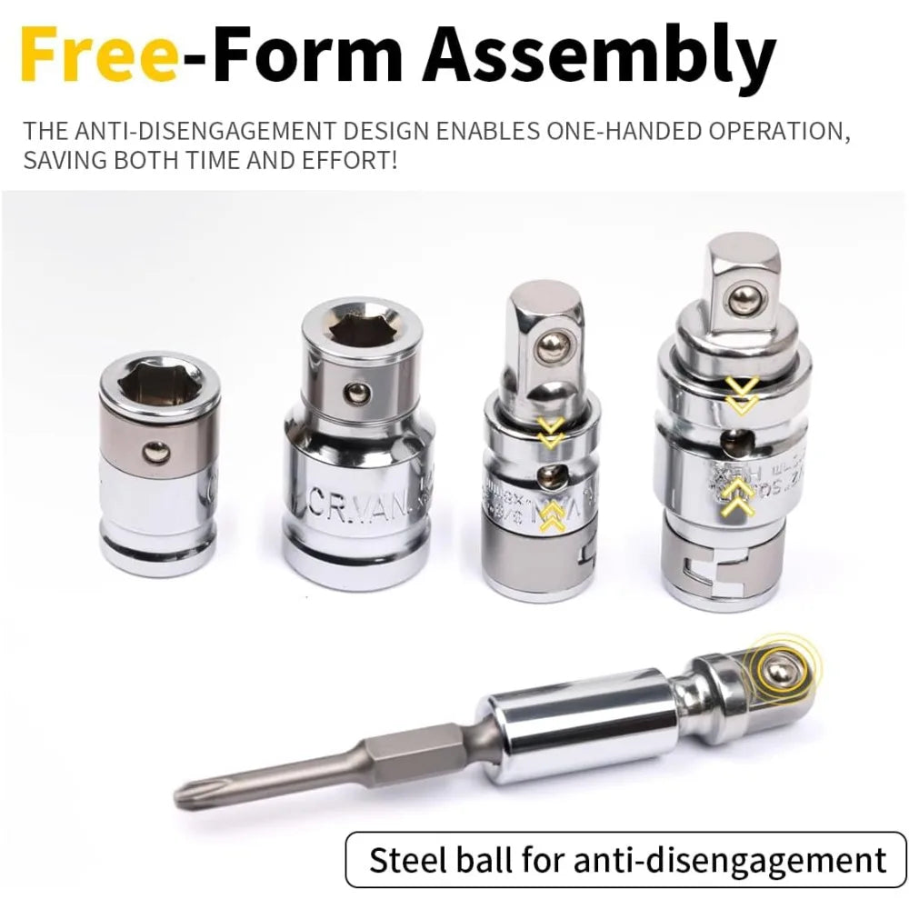 Socket Wrench Adapter & Reducer Kit (1/4" to 1/2" Drive)