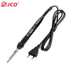 Black soldering iron with a flexible cable and an LCD temperature display