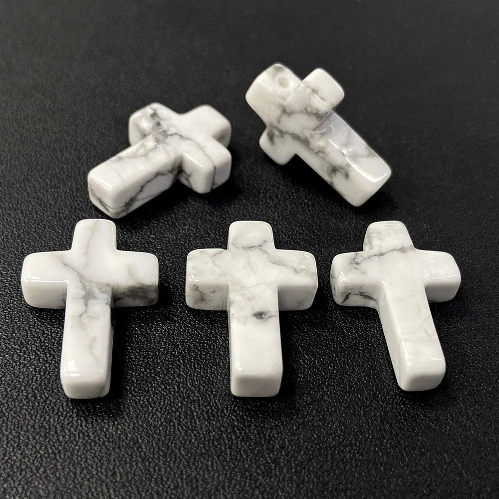 Natural Stone Cross Pendant Charm for Jewelry Making