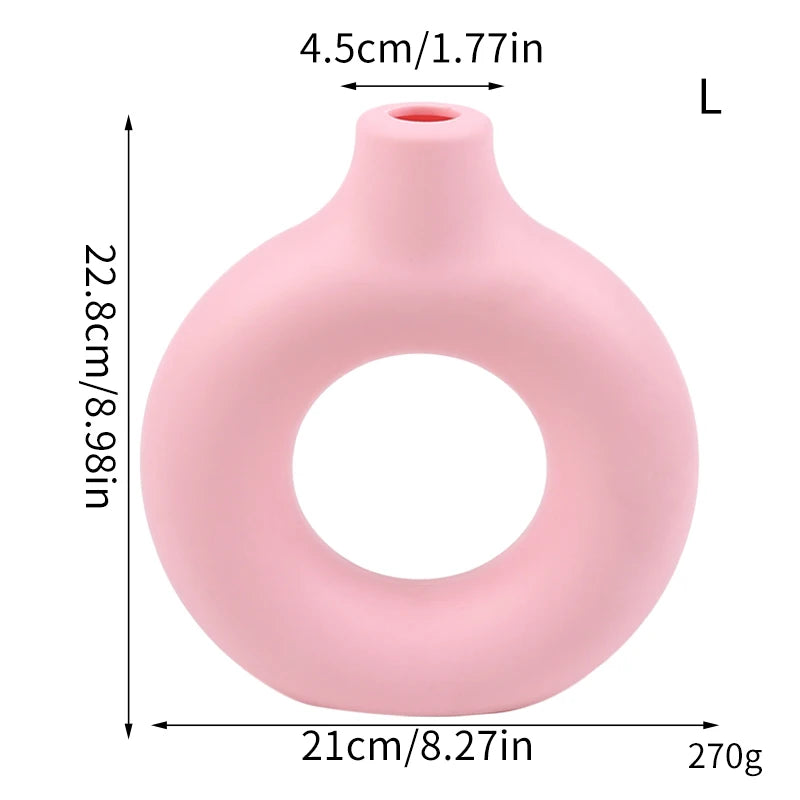 Donut-Shaped Decorative Plastic Vase for Home & Office