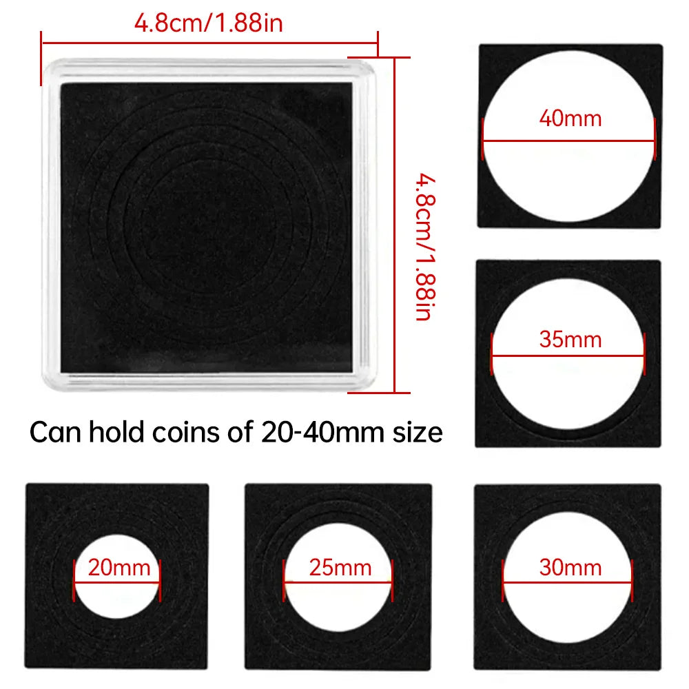 Clear Plastic Square Coin Holder Capsules with Foam Inserts (20-Pack)