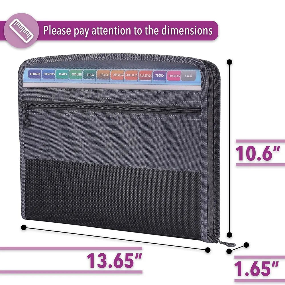 Expandable A4 Document Organizer with 13 Accordion Pockets
