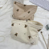 Corduroy Bear Print Makeup Bag – Large Capacity Cosmetic Organizer