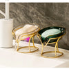 Leaf-Shape Self-Draining Soap Dish with Metal Bracket