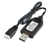 Black USB charger cable with a connector for charging Li-ion battery packs