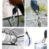 Close-up views of a heavy-duty camping rope tightener with a ratchet lock used for securing ropes and equipment.