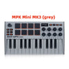 Grey AKAI MPK Mini MK3 MIDI keyboard controller with pads and knobs