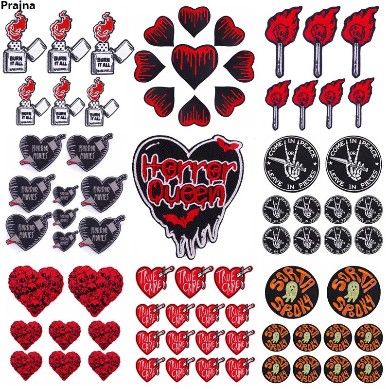 Punk Skull & Horror Embroidered Iron-On Patches (Set of 10)