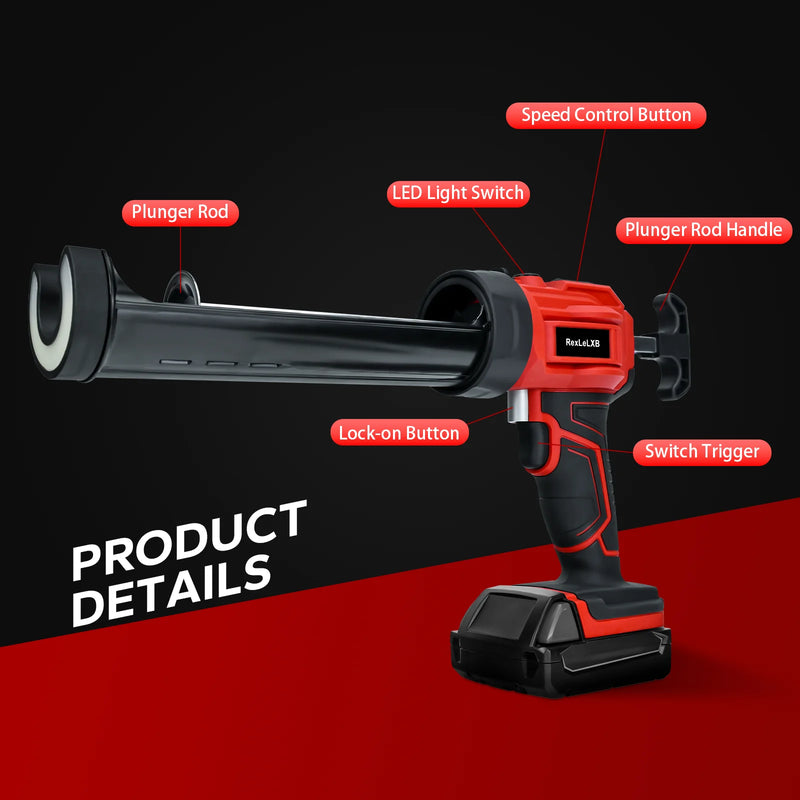 Pistola de silicona eléctrica inalámbrica con luz LED