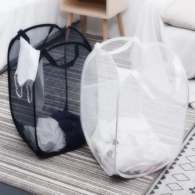 Pop-Up Mesh Laundry Hamper for Home and Travel