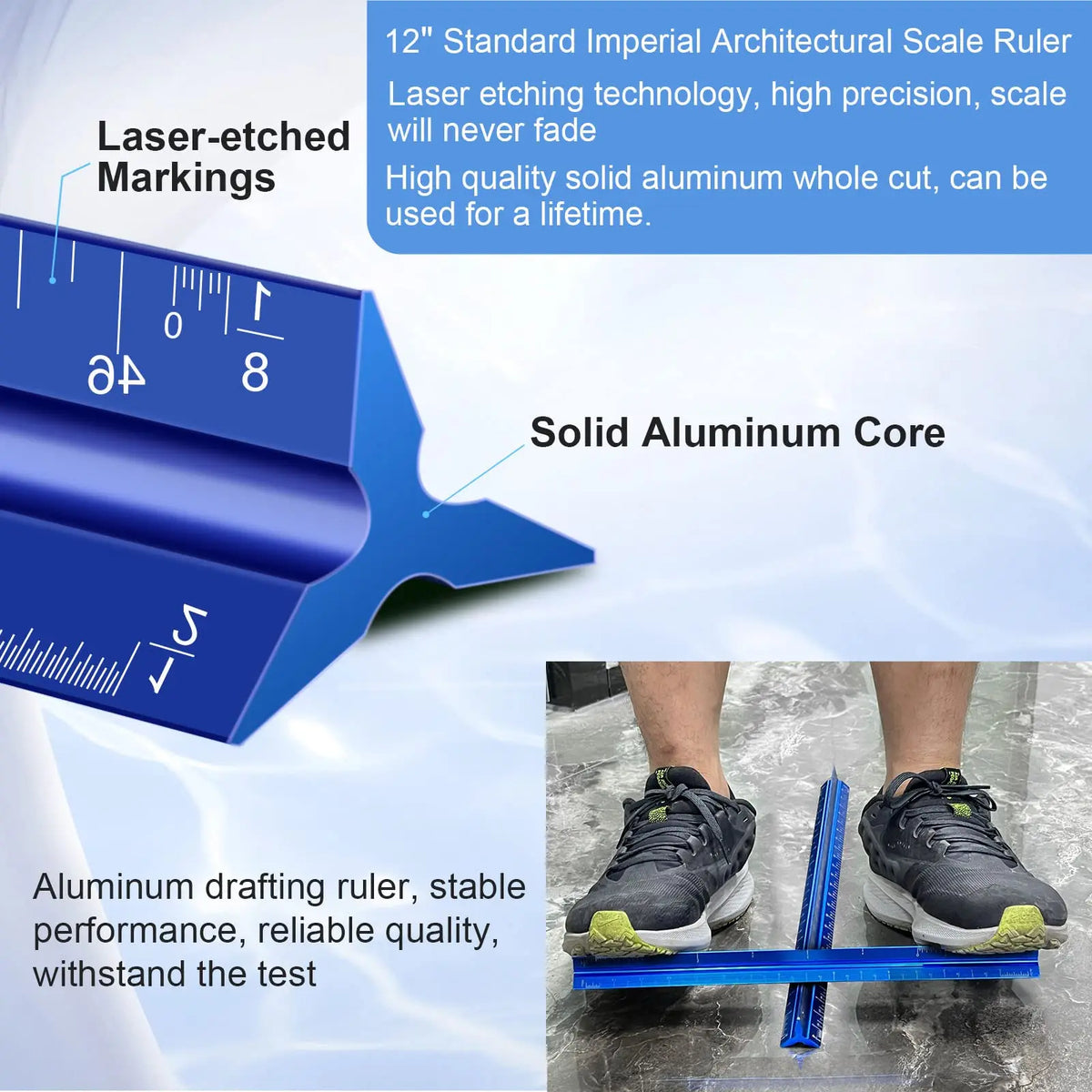 Professional 12-Inch Aluminum Architectural & Engineer Scale Ruler
