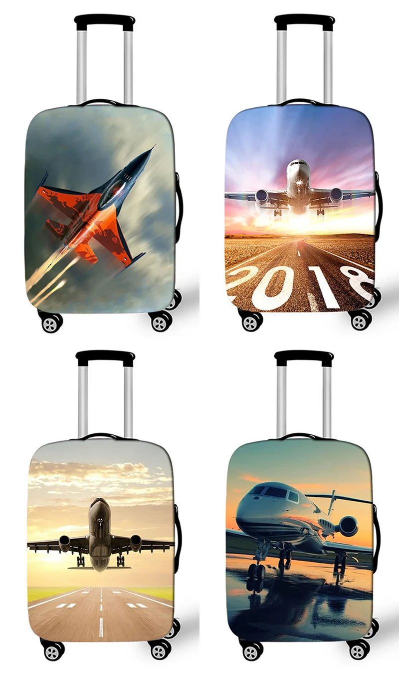 Elastic Aircraft Print Luggage Protector Cover