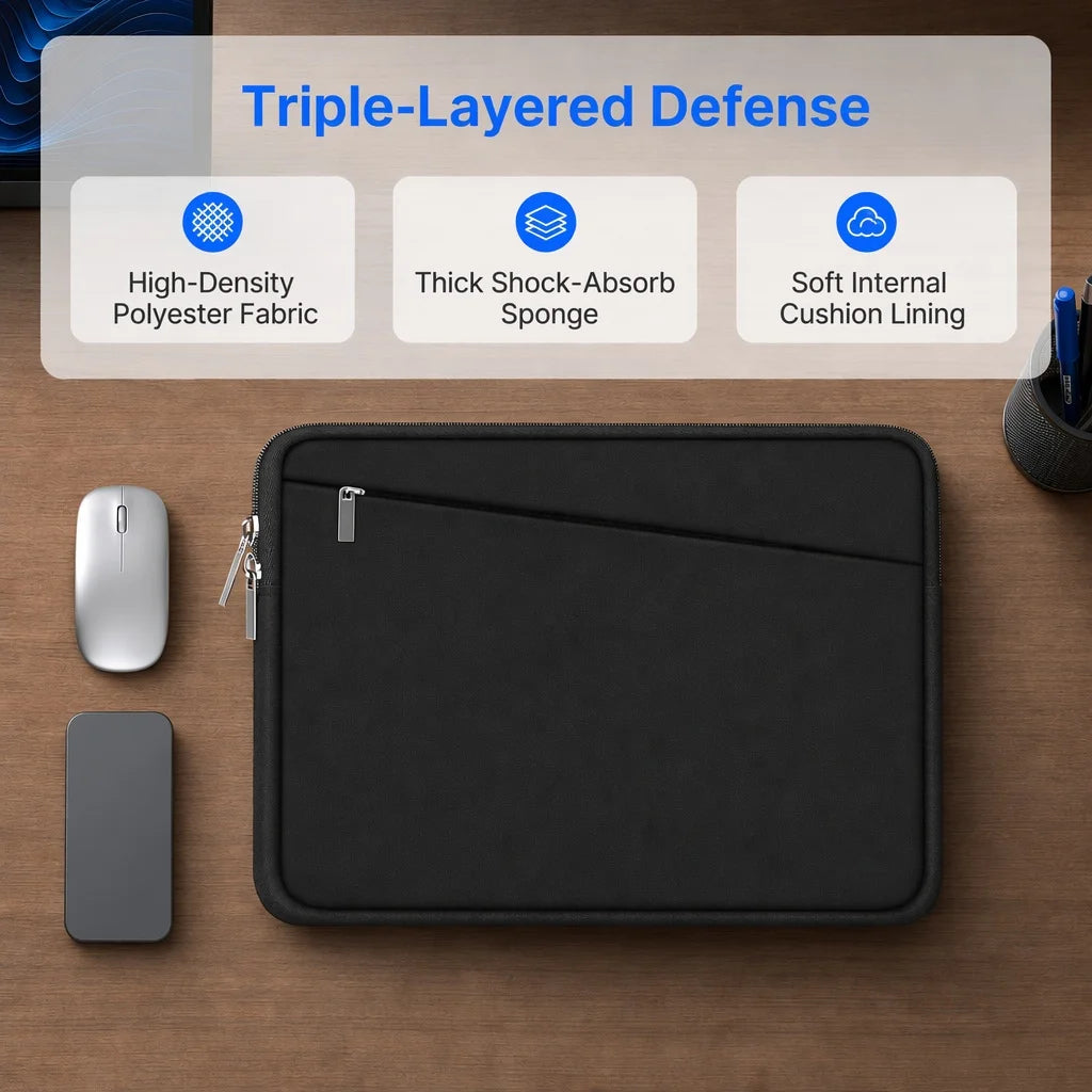 Universal Laptop Sleeve with Shockproof Padding & Accessory Pocket