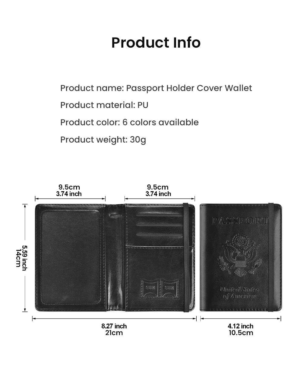 RFID-Blocking PU Leather Passport Holder with 3D Embossed Design